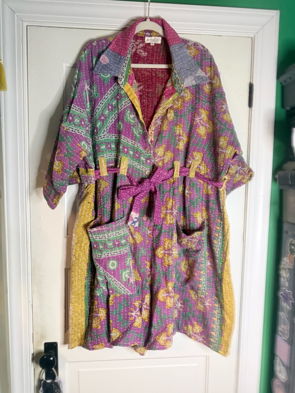 Kantha Bae Boho Patchwork Zen Shortie Jumpsuit - Purple & Yellow